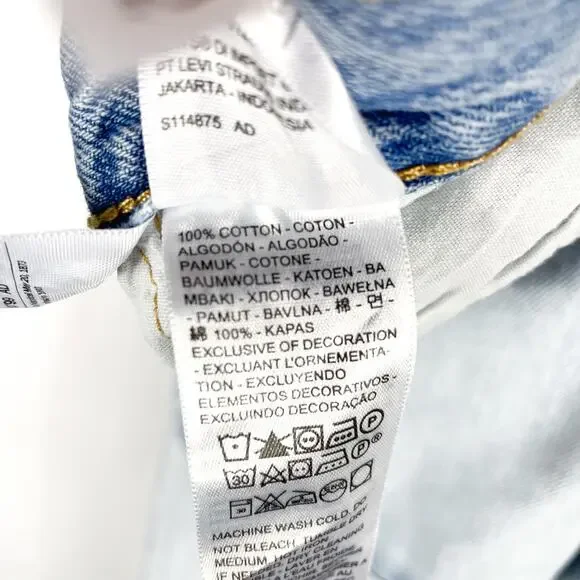 Levi's 501‎ 90s Freehand Folk Jeans Premium Light Blue Button Fly Straight Sz 28 - Picture 14 of 15